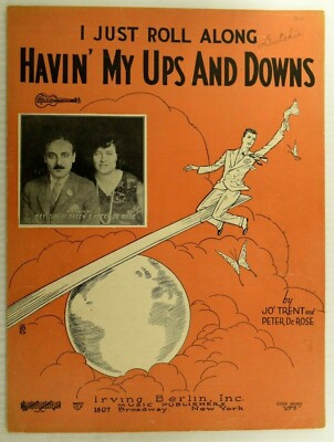 1927 I Just Roll Along Havin' My Ups And Downs Breen Vintage Sheet Music M56