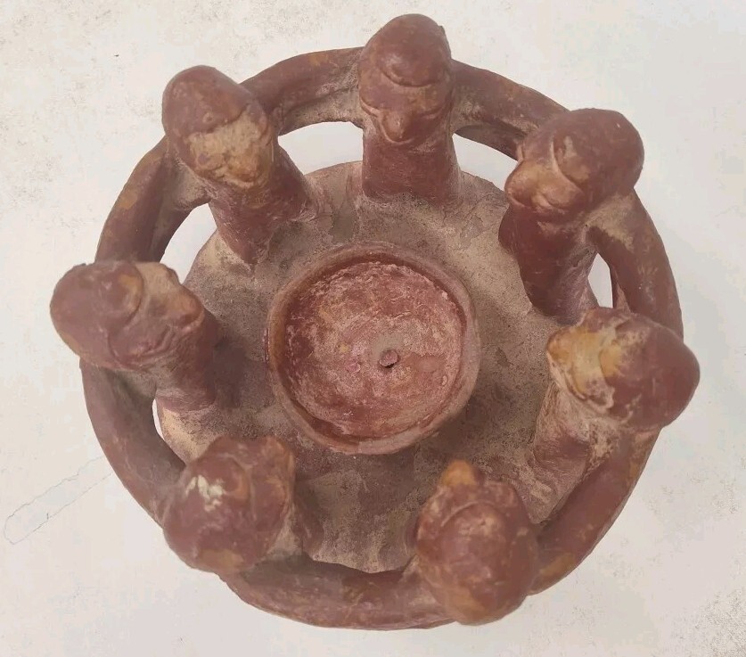 Aztec Mayan Circle Of 7 Friends Candle Holder Pottery Clay OBO eBay