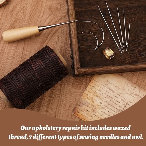 273 Yards Leather Waxed Thread Sewing Kit , Including Dark Brown Sewing Thread - Picture 5 of 7