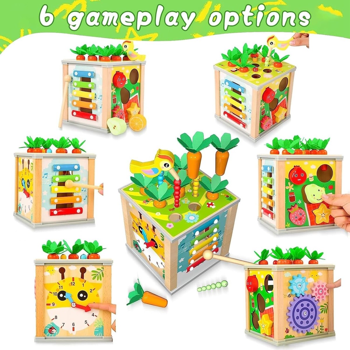 5 in1 Montessori Giocattoli di legno Forma di colore Blocchi cognivi Gioco di smistamento abbinato Giocattoli educativi precoci con perline Regalo per i bambini  26