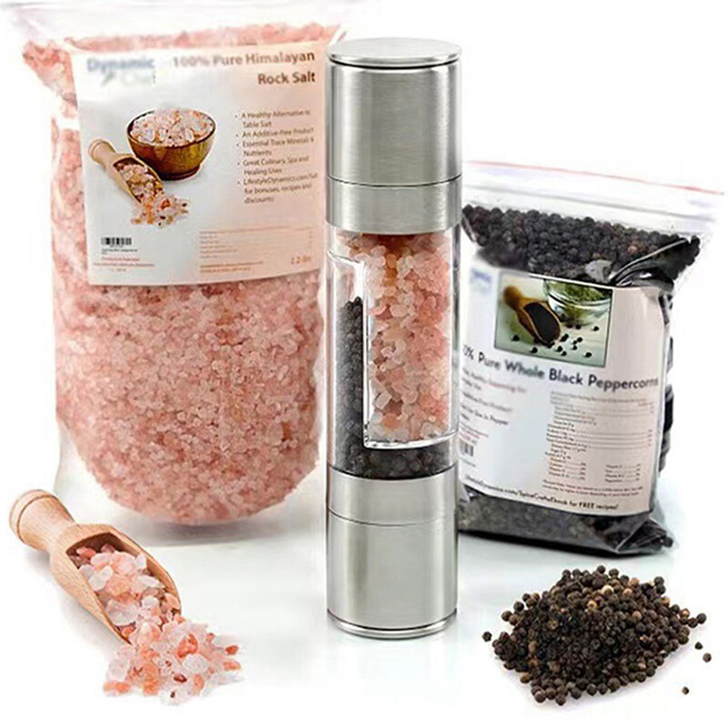 Pepper Mill Grinder 2 In 1 Stainless Steel Manual Salt Pepper Grinder