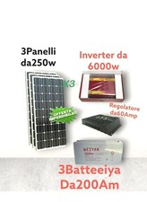 Kit fotovoltaico 6kw inverter 6000w pannello energia solare  Batteria accumulo