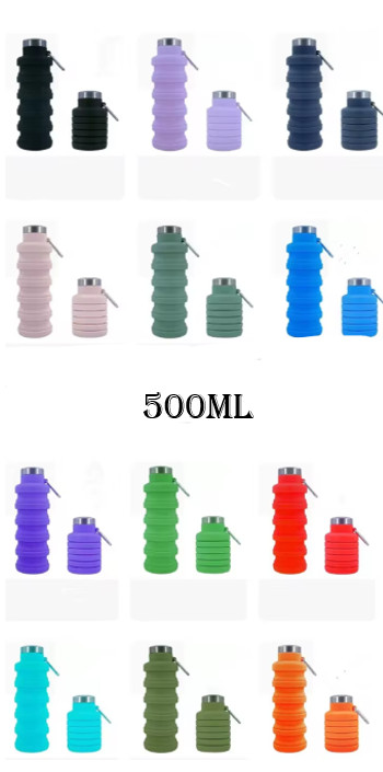 Collapsible Water Bottle,BPA Free Silicone Reusable Foldable Travel Water Bottle