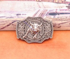 Western Cowboy Rodeo Angry Bull Buck Jeans Leather Belt Buckle Fit 40mm Strap