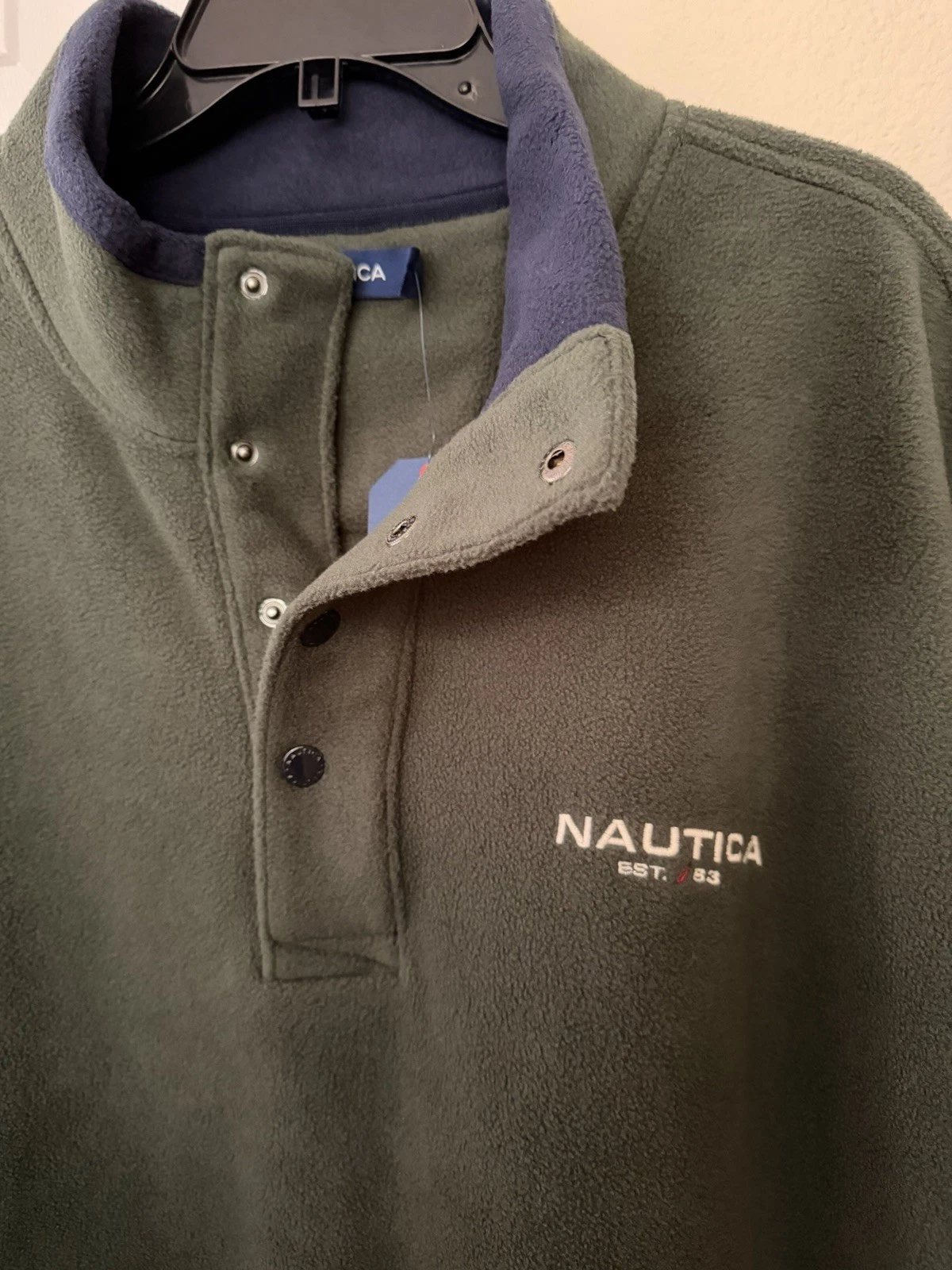 Nautica Men's Fleece Pullover Sweatshirt Mock Neck Snap Pockets 2XL/3XL - product detail image 3