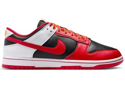New Mens Nike Dunk Low Black White University Red