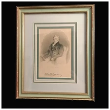 Antique Engraving of a Gentleman after Maclise, framed & signed