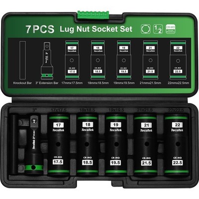 7PCS Lug Nut Socket Set, 1/2” Impact Thin Wall Flip Socket, Half