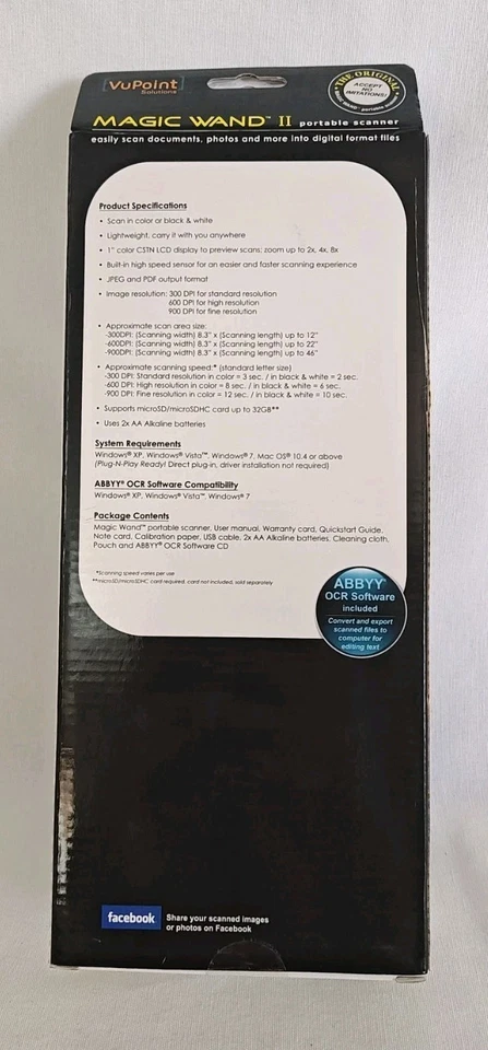 VuPoint Magic Wand II 2 Portable Scanner Handheld Pocket Color ST441PU New! NIB - Image 3 of 4