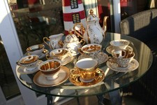 Mokka Kaffeeservice Porzellan vergoldet