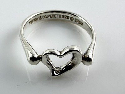 Tiffany and Co Elsa Peretti Sterling Silver Open Heart Ring Size 6