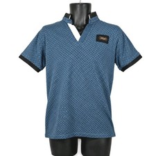 Salvatore Ferragamo Polo Shirt Mens G Blue Micro Dot Gancini Logo Vintage Italy