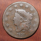 1831 US Coronet Head Medium Letters Large Cent Well Circulated N3 R1 — photo 1