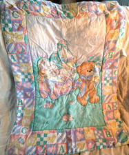 GUC Vintage 42"x32" Dundee Teddy Bear  Toys Baby Crib Comforter 1980s-1990s