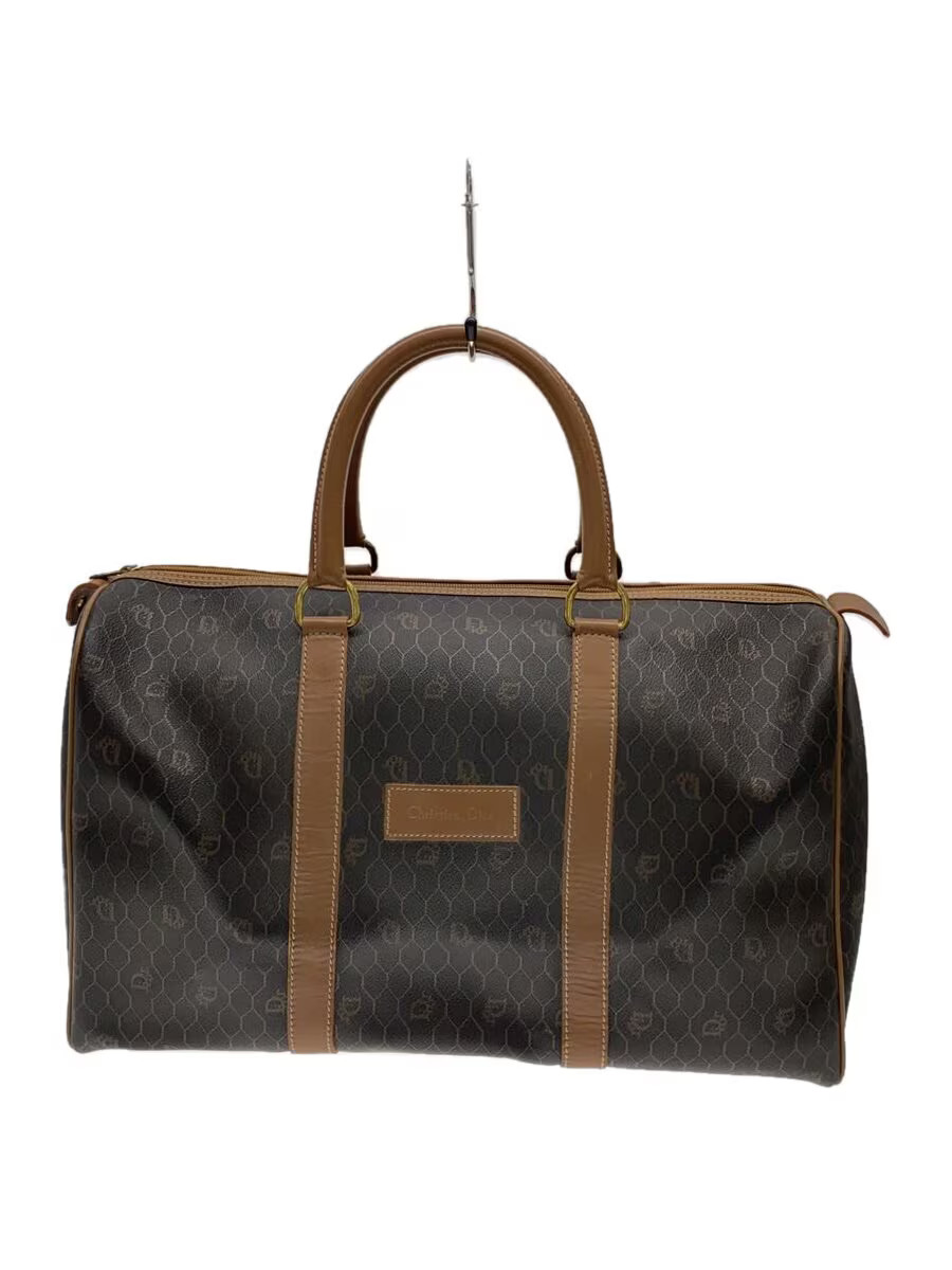 Christian Dior brown leather Boston bag with all-over print and light scuffs