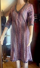 Missoni Knit Chevron Multi Colors 3/4 Sleeve V Neck Stunning Dress/Ruffle At Hem