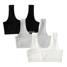 3 Pack Teen Girls' Sports Bra Cotton Comfortable Wireless Training Bra Youth
