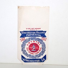 Vintage Winchester VA Milling Corporation Corn Meal flour paper bag label