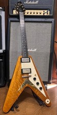 Epiphone 1958 Korina Flying V Guitar Full Setup No Neck Bow With Gibson Case