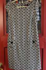 R&K Originals Classic Black White Geometric Print Sleeveless Midi Dress Size 6