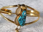 Vintage Navajo Turquoise 12k Gold Filled Sterling Silver Slave Bracelet Ring — photo 4