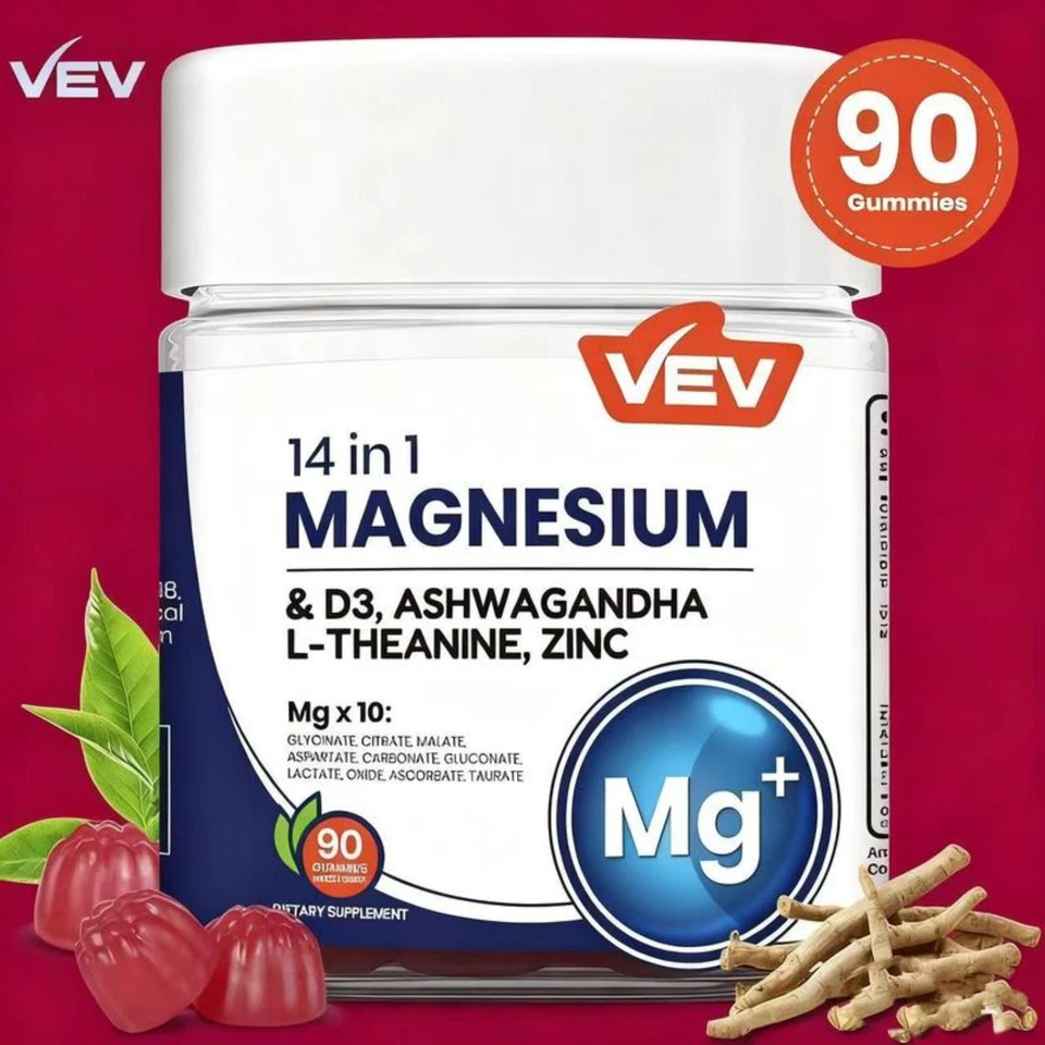 VEV 14-in-1 Magnesium Gummies with Ashwagandha & L-Theanine for Sleep & Stress - Image 4 of 4