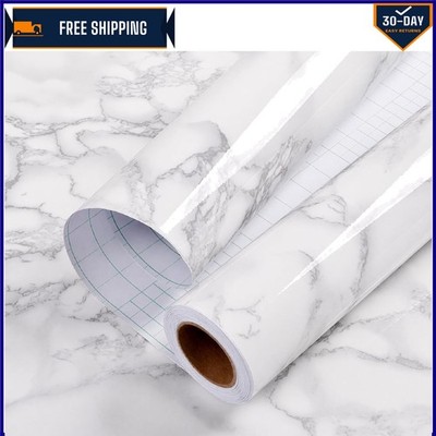 Durable Self-Adhesive Marble Wallpaper, Glossy Finish - Removable, 11.8  x 78.7 