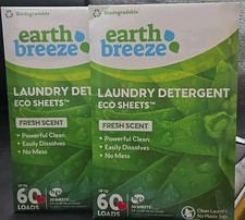 Lot Of 2 Earth Breeze 30 Sheet Laundry Detergent Fresh Scent Eco Total 60 Sheets
