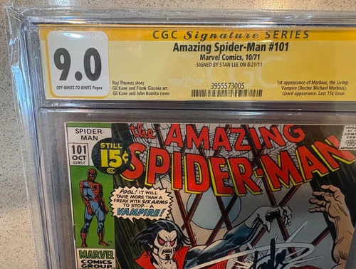 Amazing Spider-Man Issue 101 (Marve1971) CGC 9.0 1st Morbius Signed by STAN LEE!
