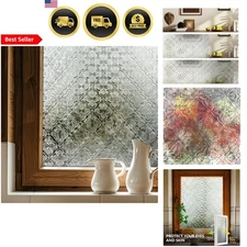 3D Stained Glass Window Film Decorative Privacy Sun Blocking Heat Control Flo...
