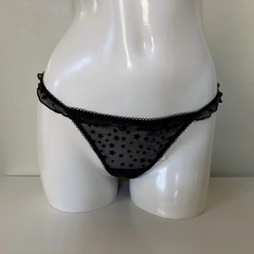 Victoria's Secret PINK Wink Push Up Bra & Thong Panty Set Black Stars