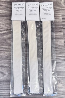 Cap Ban Nu 1/4 Hat Cap Size Reducer Insert Sweat Liner CREAM Cotton Knit 3 Pack