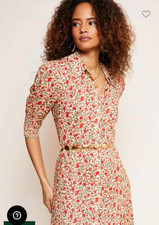 New Rixo Bloom - Ditsy Trail Cream Midi Shirt Dress  Sz S M L XL