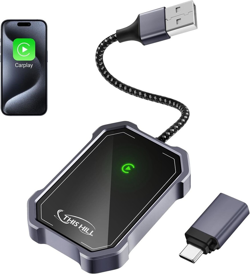 2-in-1 Wireless CarPlay and Android Car Adapter Plug & Play USB-C ...