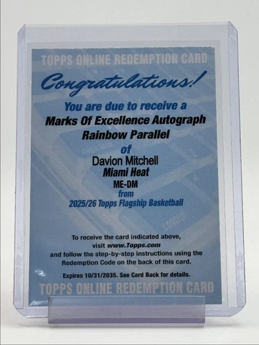 DAVION MITCHELL 2025-26 TOPPS FLAGSHIP MARKS EXCELLENCE RAINBOW AUTO Q3882