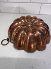 Vintage Copper Fluted Flowered Shaped Mold with Hanging Ring