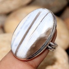925 Silver Plated Owyhee Blue Opal Ring US 8.5 Special For Independence Day D347