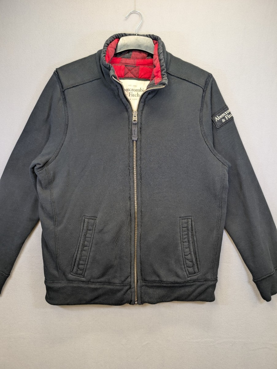 Abercrombie Fitch Men's XL Black Full Zip Quilted Plaid Flannel