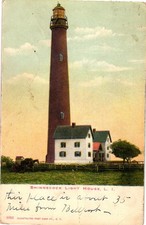 Shinnecock Lighthouse Long Island NY Bellport 1907 Postmark Illustrated Postcard