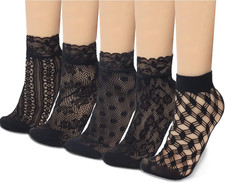 Lace Ankle Socks for Women - 5Pairs Ruffle Socks Women - Fishnet Ankle Women Soc