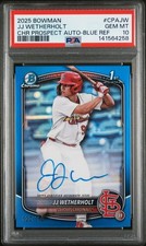2025 BOWMAN JJ WETHERHOLT CHROME PROSPECT AUTO BLUE REFRACTOR /150 PSA 10