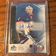 Upper Deck SP Game Used Jakub Skarek Islanders Authentic Rookies Blue Auto AR-JS
