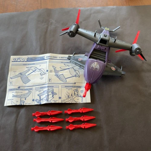 1989 HASBRO GI JOE COBRA FANG II VEHICLE 100% COMPLETE w/ BLUE PRINTS NM+