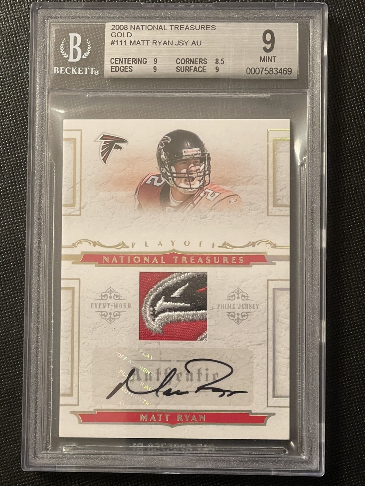 Matt Ryan Playoff National Treasure Rookie Signature Prime Material #111 Gold