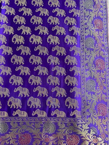 Table Cloth Purple Cover Elephant Tapestry 40 Inch Square Brocade Silk Gold Boho - Picture 5 of 7