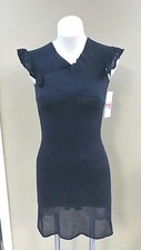 ZAC POSEN FOR TARGET Dress Sz XS Black Stretch Metallic Mesh Ruffled Knit RT $50