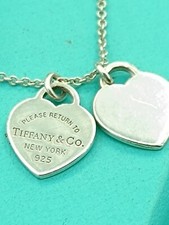 Return To Tiffany & Co Silver Double Mini Hearts Necklace 19" Retail £275(Longer