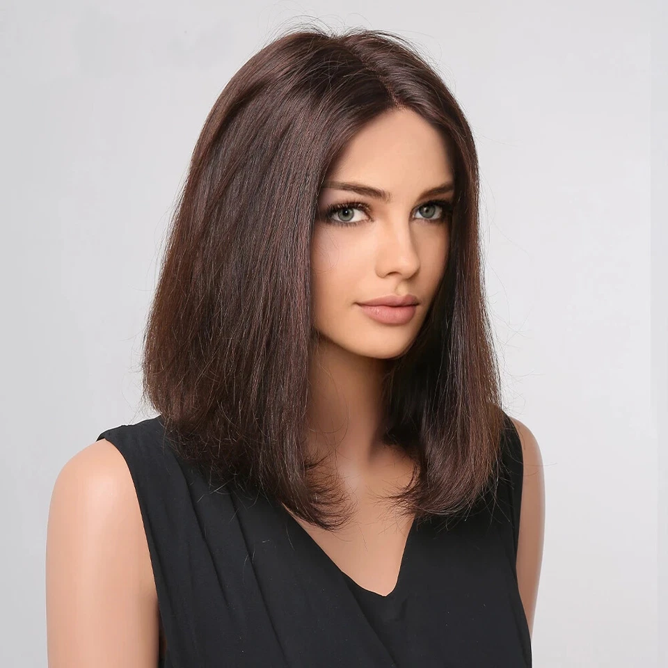 Brown Jewish Wig Virgin European Human Hair Shevy Cap None Lace Kosher Wig #2 #4 - Image 2 of 4