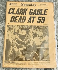 Clark Gable “Newsday” Nov 17, 1960 Scarce Full Newspaper