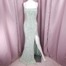 Windsor Women's Edlyn Sequin Spaghetti Strap Corset Mermaid Evening Dress Medium